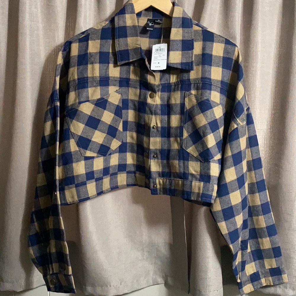 Plaid cropped flannel
